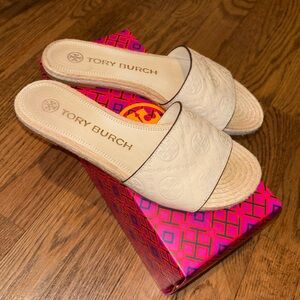 Tory Burch Espadrille Cream Slide Sandals
